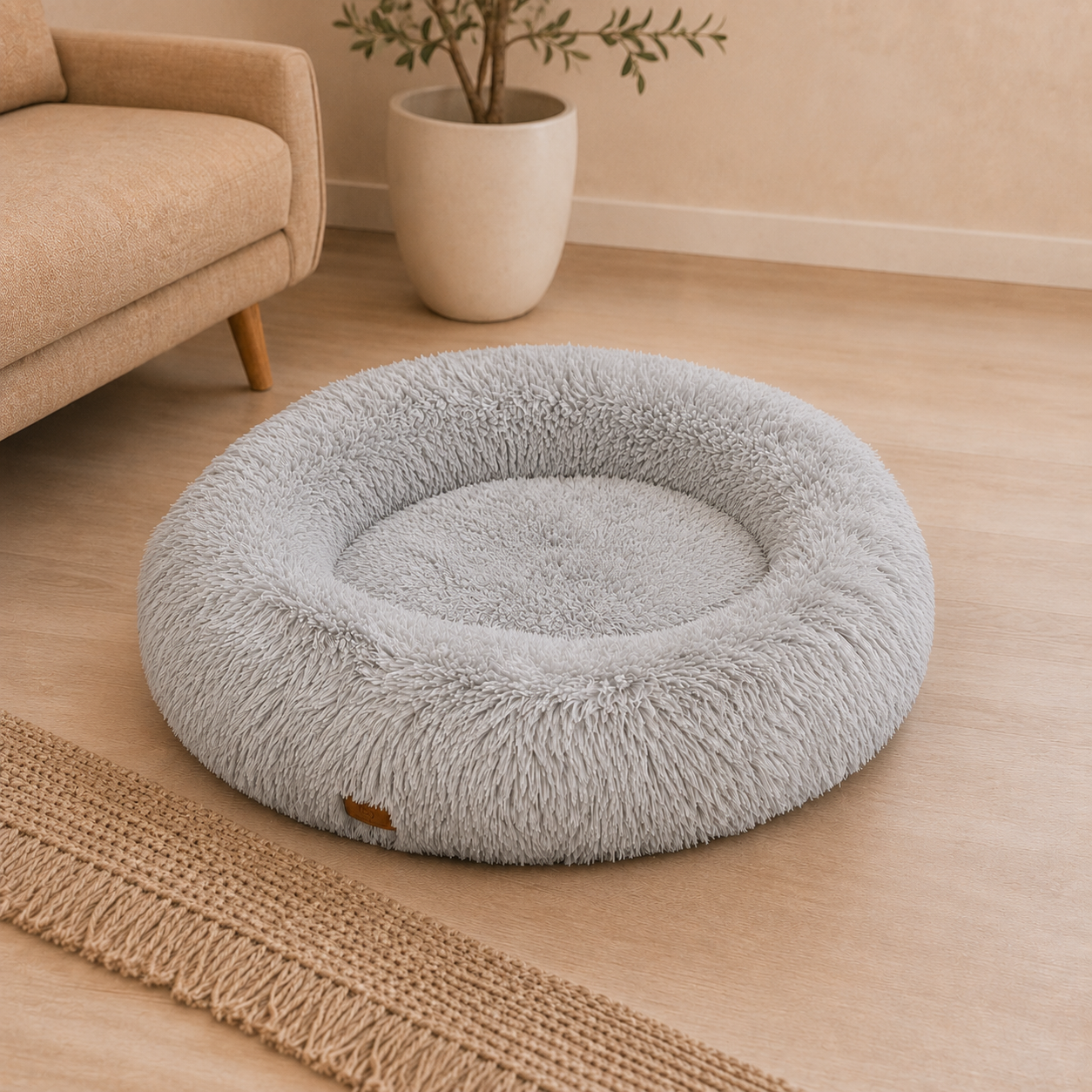 Cama puff gris completa